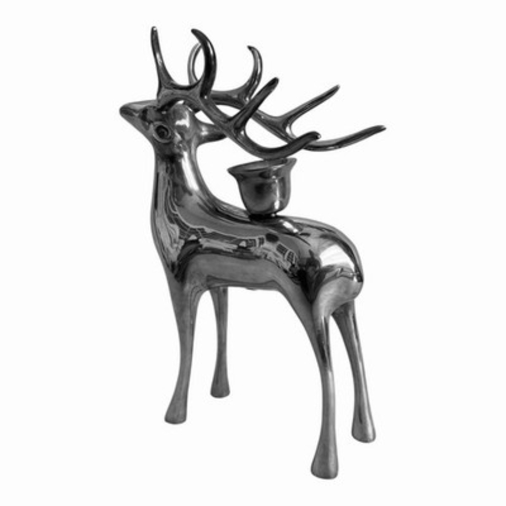 Pottery Barn Vintage Brass Deer Reindeer Buck Candle Holder 8" Christmas Taper - Picture 2 of 8
